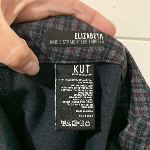 Kut from the Kloth | Plaid Pants Elizabeth Ankle Straight Leg Trouser- Size 14 W - Picture 6 of 8